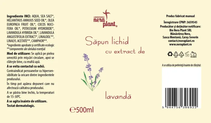 Sapun lichid cu lavanda 500ml - imagine 2