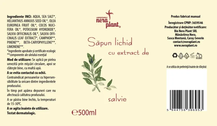 Sapun lichid cu salvie 500ml - imagine 2
