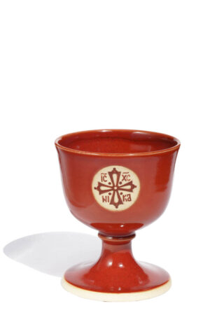Candela mare rosie pictata cruce R225P